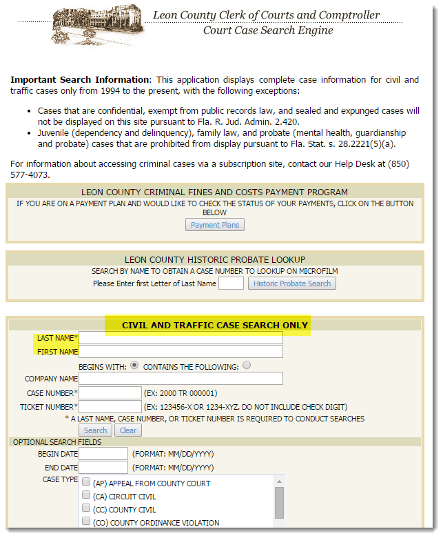 Search Leon County divorces, other lawsuits and traffic cases